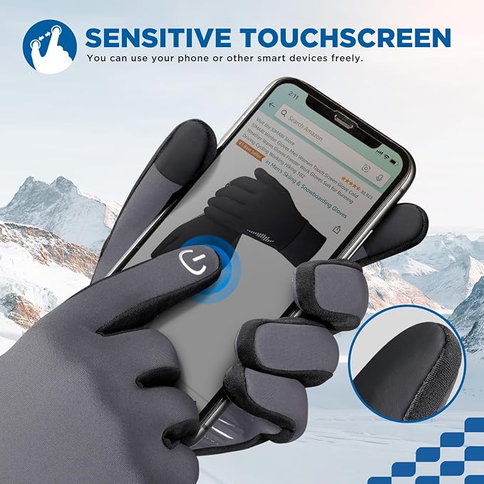 SIMARI Winter Gloves for Women Men - Cold Weather Thermal Touch Screen Ski Snow Glove Liners, Non-Slip Palm & Warm Fleece Lined, for Running Cycling Driving Hiking Walking Sports Outdoor Texting Work