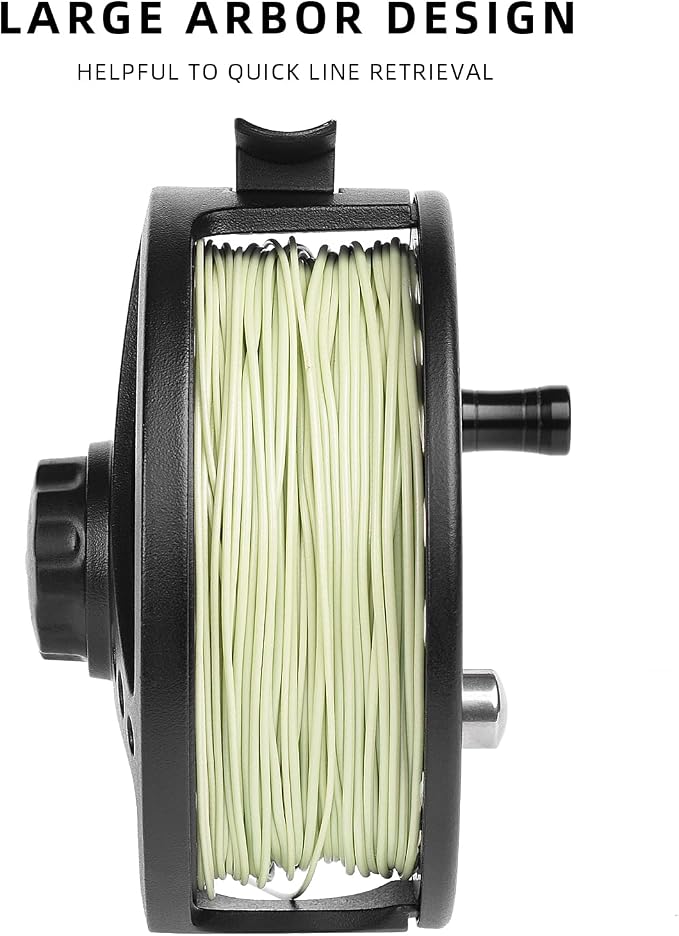SF SF-001 Large Arbor Fly Fishing Reel with Aluminum Alloy Body 3/4wt 5/6wt 7/8wt Die Cast Pre-Loaded Fly Reel with Line Combo for Trout Bass Carp Pike Panfish