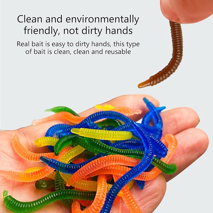100Pcs Soft Earthworms Baits Flexible Soft Artificial Lres Fishing Lures Artificial Baits Jigging Wobblers
