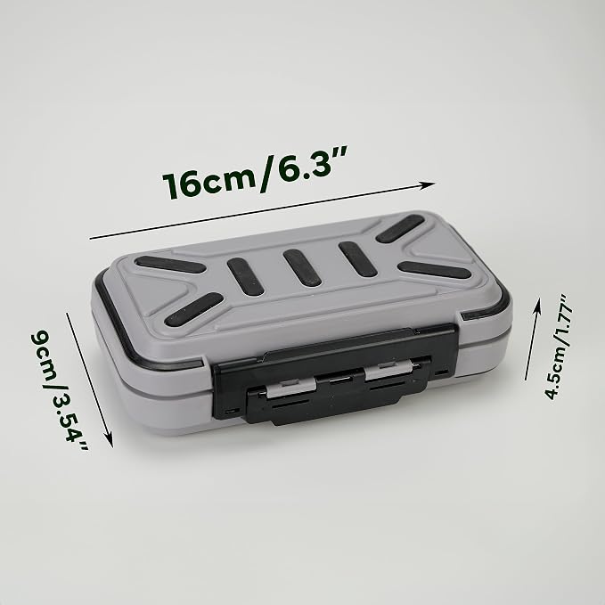 Fishing Tackle Box Bait Storage Case Hard Tackle Case Portable Hooks Lure Baits Storage Swivels Jigs Hooks Sinker for Vest Casting Fly Fishing (Grey Waterproof/1pcs)