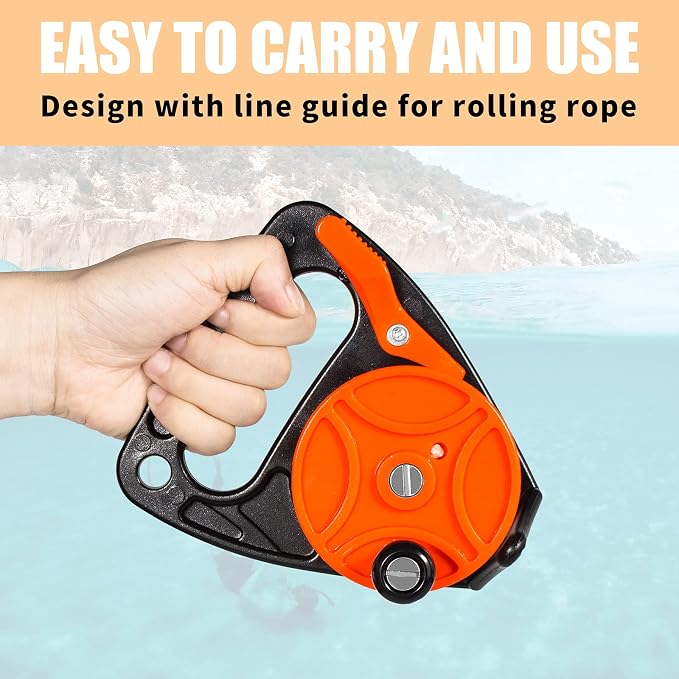 Compact 150ft Scuba Dive Reel Kayak Anchor with Thumb Stopper for Safety Underwater Diving Snorkeling