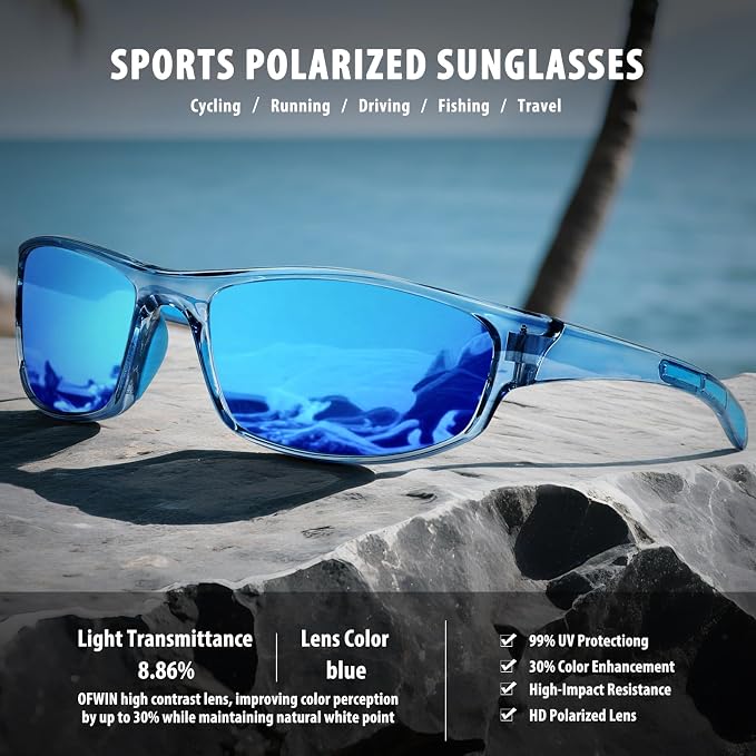 Sports Polarized Sunglasses for Men Women Wrap Around Sun Glasses Fishing Cycling Driving Running UV Protection