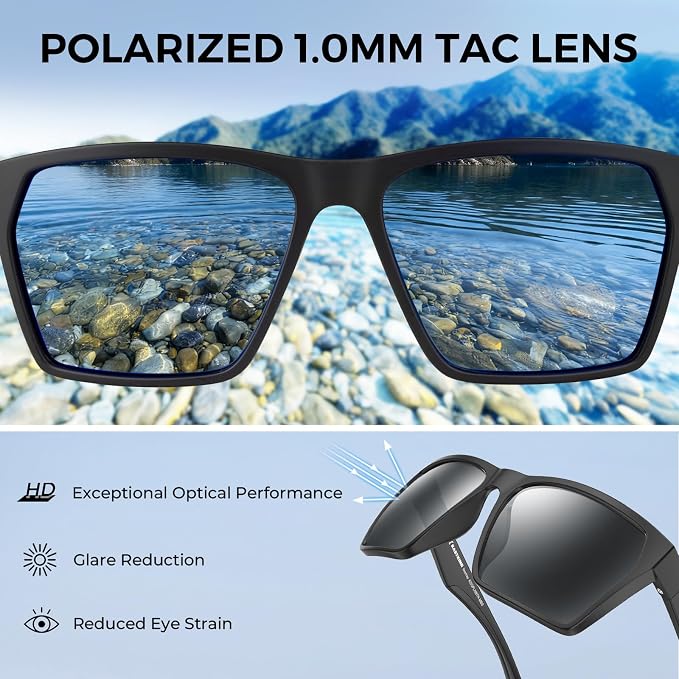 KastKing Beartrap Polarized Sports Fishing Sunglasses, With PuriVex Protective Lens Coating, Square Frame Design, Men Women
