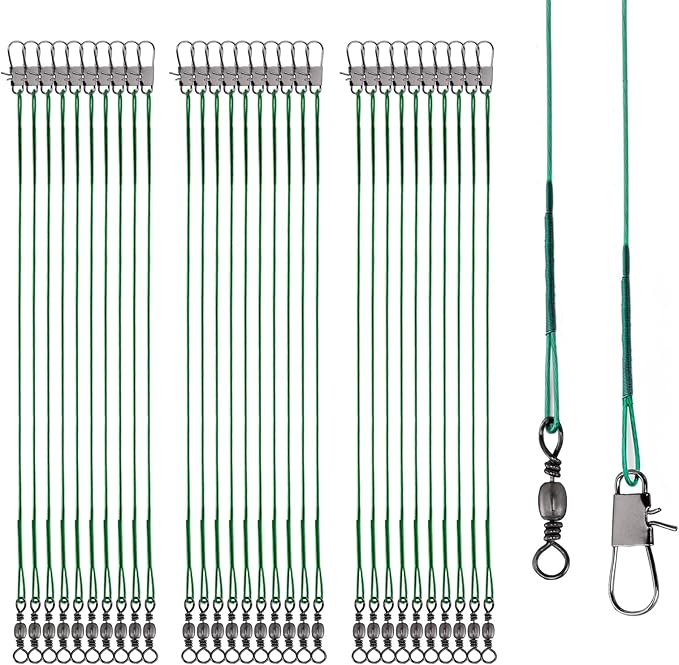 Fishing Leaders, 30pcs Stainless Steel Leader Wire Fishing Leader Line with Swivel Snaps Fishing Wire Leaders Connecting Fishing Tackle Lure or Hook for Saltwater and Freshwater