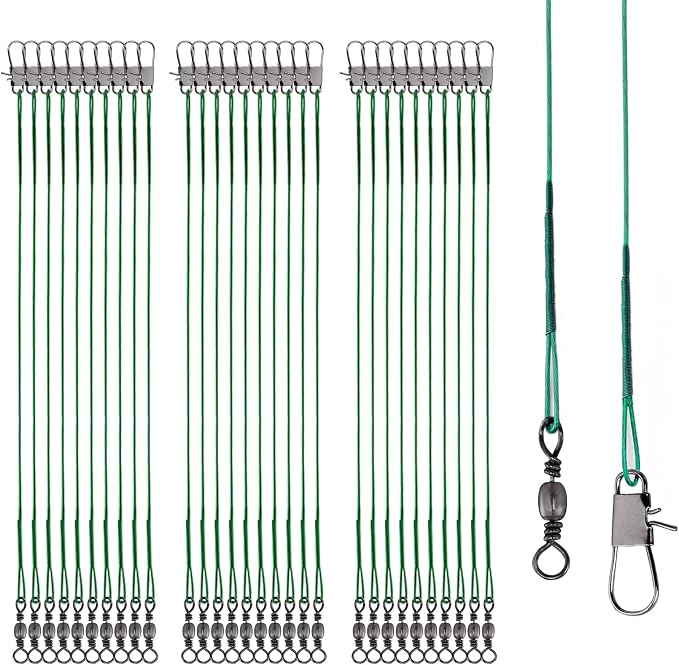 Fishing Leaders, 30pcs Stainless Steel Leader Wire Fishing Leader Line with Swivel Snaps Fishing Wire Leaders Connecting Fishing Tackle Lure or Hook for Saltwater and Freshwater