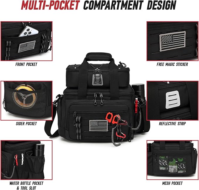 Fishing Tackle Bag, Equipped With 4 Tackle Boxes and Detachable Reel Storage Pouch, Waterproof Fishing Gear Organizer, Durable Angling Equipment, Featuring an Adjustable Shoulder Strap