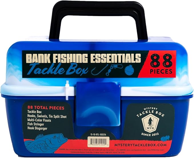 Catch Co Mystery Tackle Box Bank Fishing Essentials - 88 Pieces - Small Tackle Box