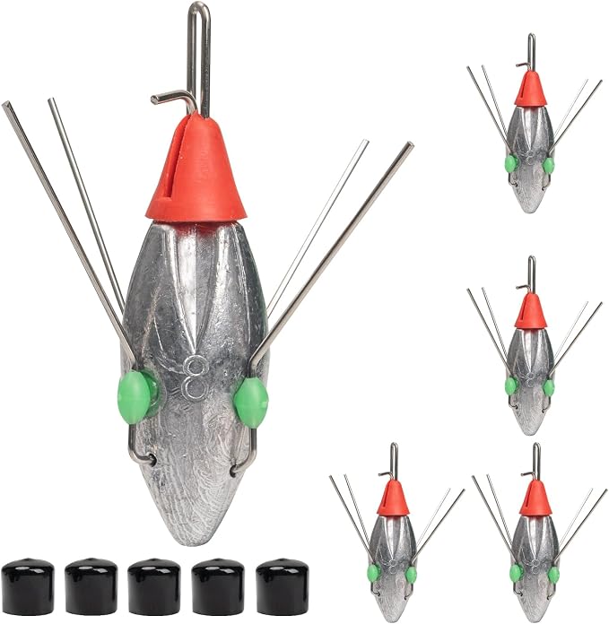 THKFISH 5 Pcs Sputnik Sinkers Surf Fishing Weight, Heavy-Duty Long Tail Lead Weights Saltwater Surf Casting Sinkers, Catfishing, and Beach Adventures in Ocean Sea Sand