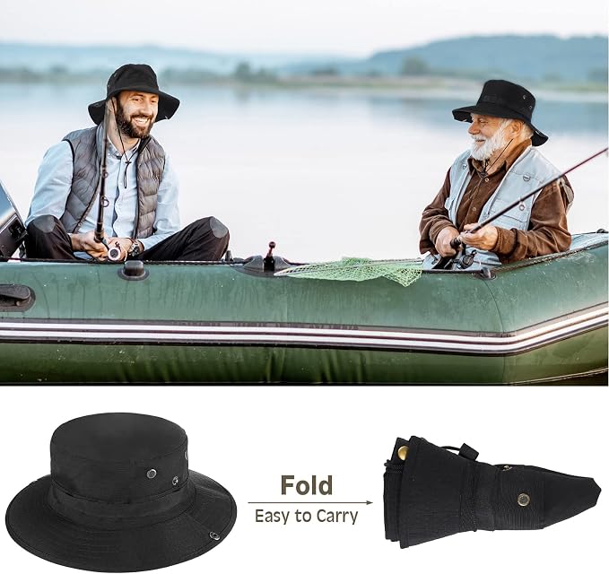 Xtinmee 10 Pcs Bucket Hat Bulk Safari Hat Wide Brim Boonie Hiking Fishing with Chin Strap for Women Men Adult Summer