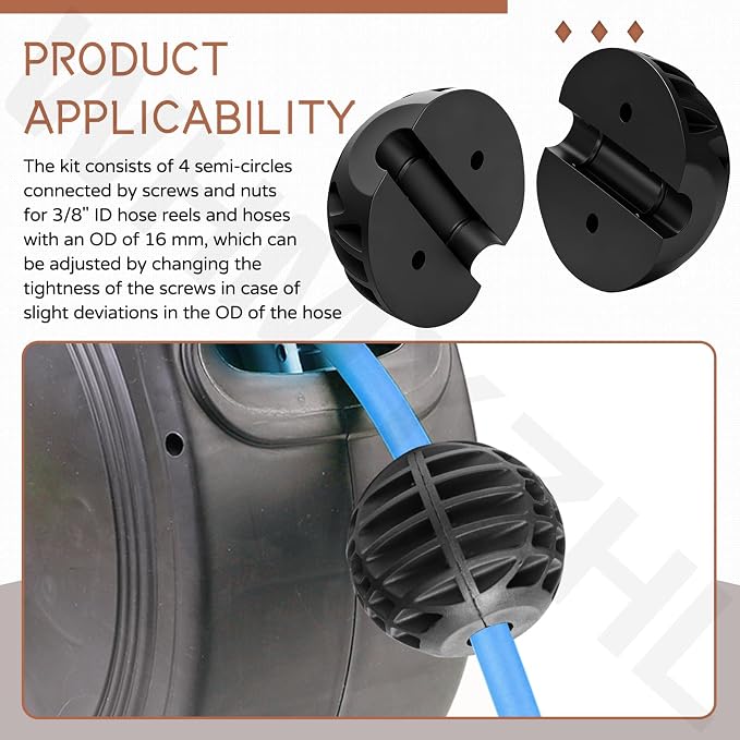 16mm Hole Ball Stopper for 3/8" ID Spring Driven Air Hose Reel - Prevents Tangling and Damage, Adjustable Hose Bumper, Fits Auto Rewind Retractable Hose Reel Need to Screw Tightl