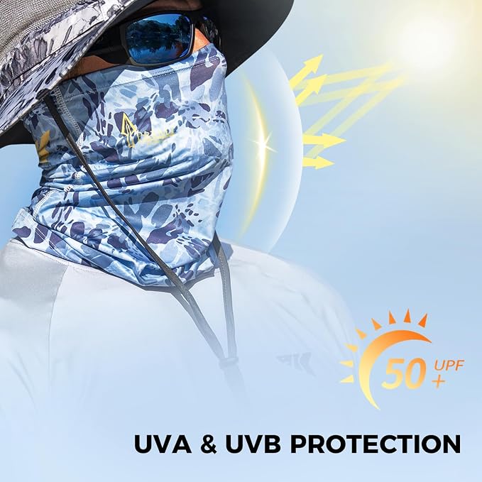 KastKing Sol Armis UPF 50 Boonie Hat - Sun Protection Beach & Hiking, Fishing, Paddling, Rowing, Kayaking - Silver Mist Agies Neck Gaiter-UPF 50+ Balaclava Face Mask