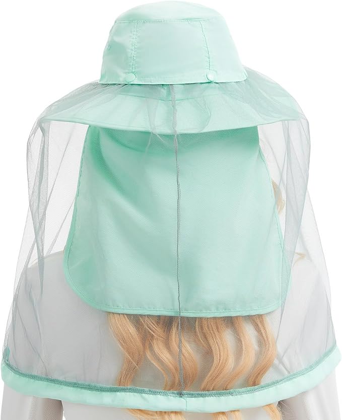 BASSDASH UPF 50+ Mosquito Sun Hat with Hidden Head Net and Neck Flap for Men Women Outdoor Fishing Hiking Camping