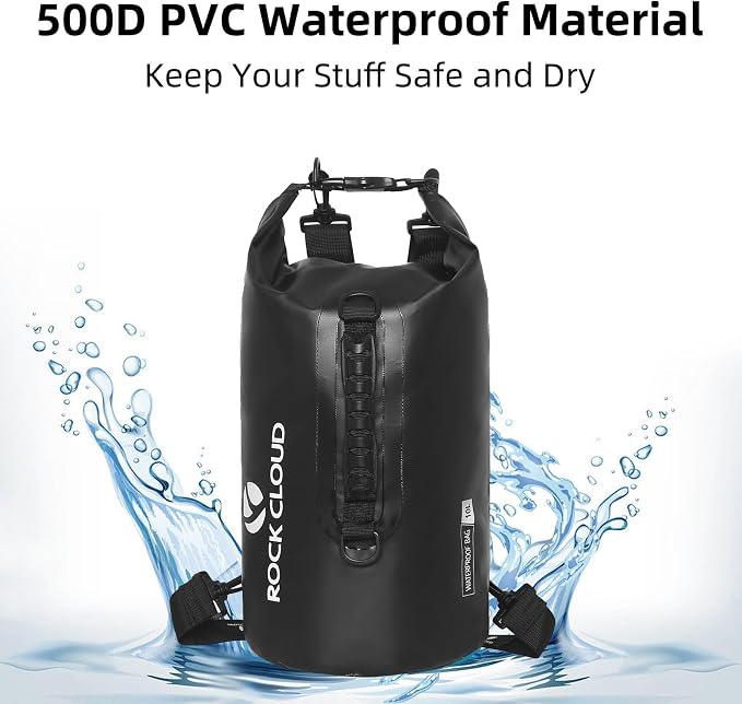 ROCK CLOUD Dry Bag Waterproof 10L Dry Sack for Kayaking Rafting Boating Beach Surfing Swimming Canoe Camping Hiking Fishing Ski