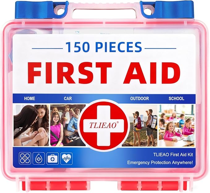 Mini First Aid Kit - 150 Pieces Emergency Medical Kit for Home, Car, Travel, Camping, Truck, Hiking, Sports, Office, Vehicle & Outdoor Emergencies