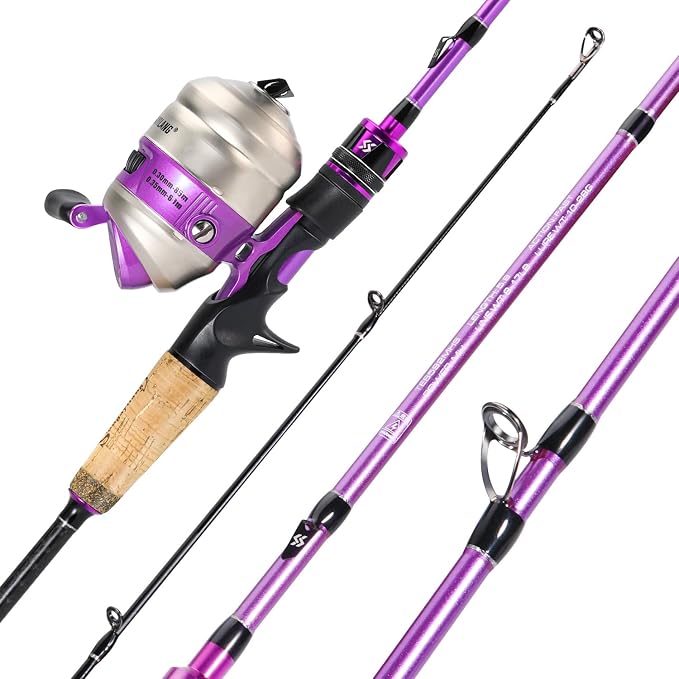 Sougayilang Spincast Reel and Fishing Rod Combo, 5-Foot 9-Inch Durable Carbon Rod, Quickset Anti-Reverse Fishing Reel with Mono Line