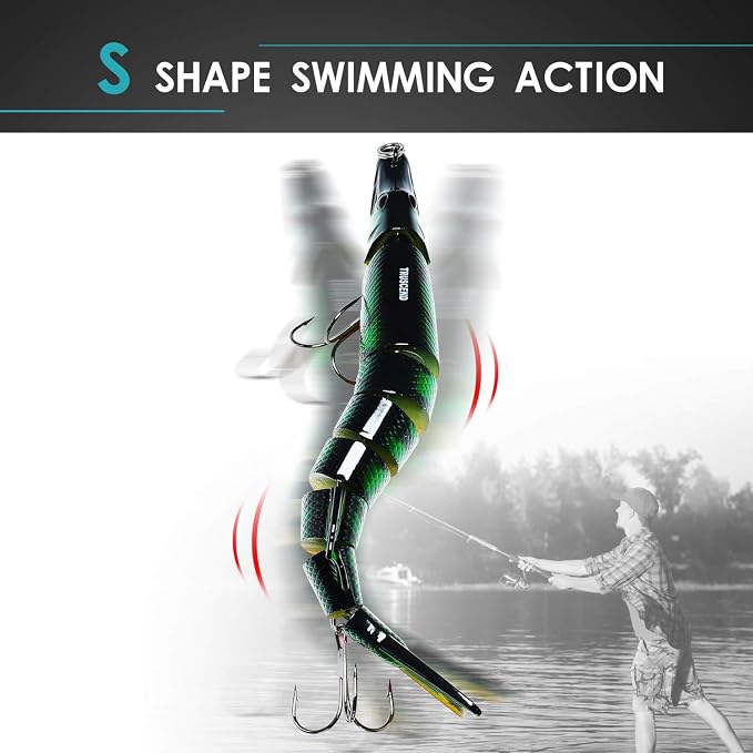 TRUSCEND Swimmax Easy Catch Fishing Lures with BKK Hooks, Wiggling, Vibrating, Rattling and Gurgling for More Bite, Heavy-Duty Dyneema Fiber Jointed Swimbaits for Bass, Trout, Walleye, Crappie, Pike
