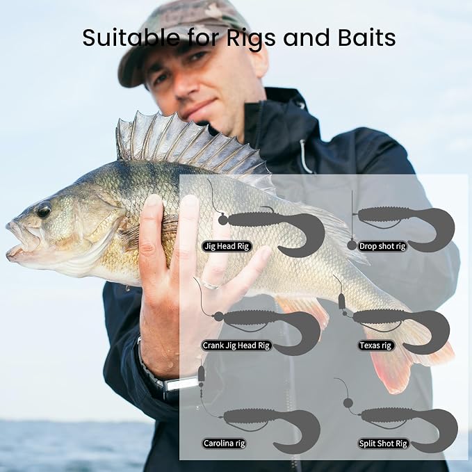 Pristis 25 Pack High Carbon Steel Fishing Hooks, Reinforced EWG Circle Octopus Round Bend 60 Degree Wide Gap Strong Barbed Worm Fish Hook Jig Bait Rig for Saltwater Freshwater Bass Tuna Walleye Trout