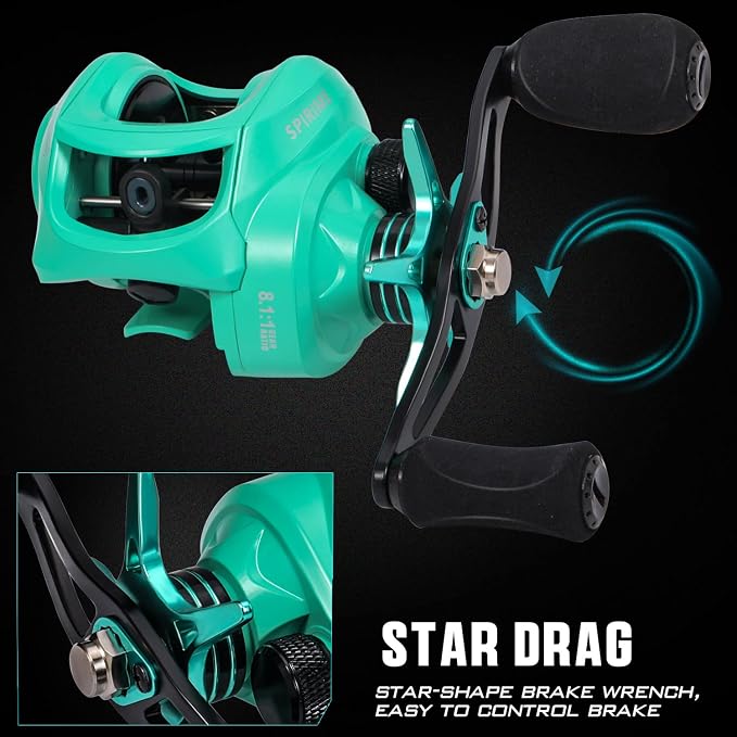 Sougayilang Baitcasting Fishing Reel with 9 + 1 Anti-Reverse Ball Bearings, 8.1:1 High-Speed Gear Ratio Casting Reel