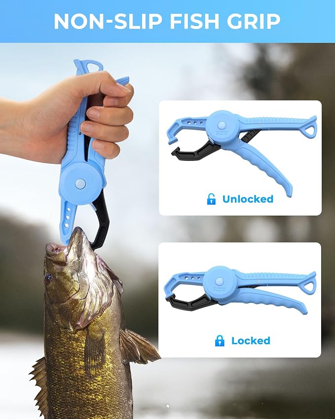 Calamus DriftWave 2pc Fishing Tool Kit – Fishing Gear with Corrosion Resistant Fishing Pliers, Fish Lip Gripper with Measuring Tape，Fishing Gifts for Men