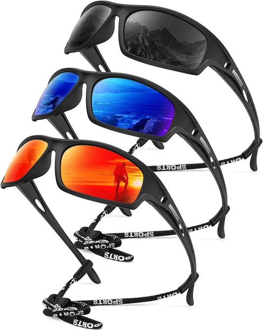 KALIYADI 4 Pack Polarized Sunglasses-Men Sports Sun-glasses: Mens Sunglasses UV Protection for Fishing Driving Cycling
