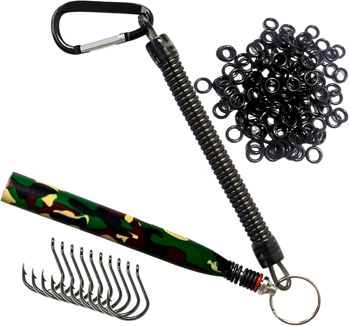 Reaction Tackle Wacky Rig Tool and O-Rings for Soft Plastic Worms, Bass Fishing Wacky Rig and Neko Rig Stick Bait Setup for Largemouth and Smallmouth