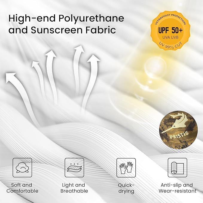 Pristis Half-Finger Fishing Gloves, UPF 50+ Breathable Quick Drying Fingerless Sun Gloves for Women Men, Fly Fishing Hunting Paddling Sailing Kayaking Hiking Canoeing Cycling