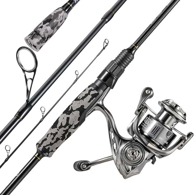 Sougayilang Fishing Rod and Reel Combo, Stainless Steel Guides Fishing Pole with Spinning Reel Combo for Bass Fishing