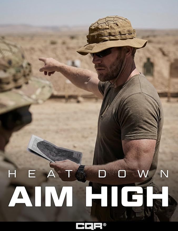 CQR Men's Tactical Boonie Hat, Breathable Packable Sun Hat for Hunting, Hiking, Fishing, Shooting, and Outdoor Activities