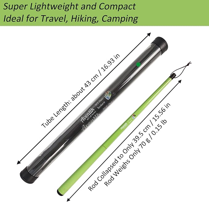 Aventik FreshStart Tenkara Rod in 7ft/8ft,Action 7:3 Complete Beginner Tenkara Rod Kit, 24T Carbon Fiber, Easy to Cast Flexible Durable Lightweight and Compact