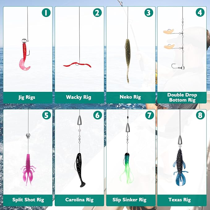 FONMANG Fishing Lures - Tackle Box with Tackle Included, Fishing Kit with VIBs, Frogs, Minnows, Soft Baits, Hooks & Weights Accessories, Freshwater Lure Kit for Bass Walleye Trout