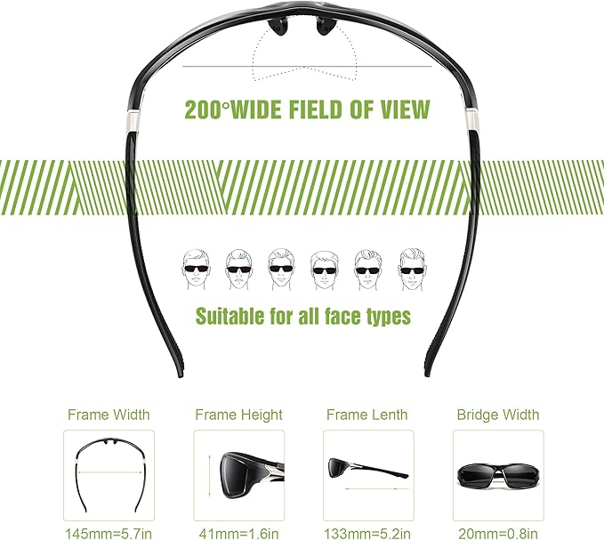 3 Pack Polarized Sports Sunglasses for Men, Mens Sunglasses Wrap Around UV Protection for Cycling Fishing Driving