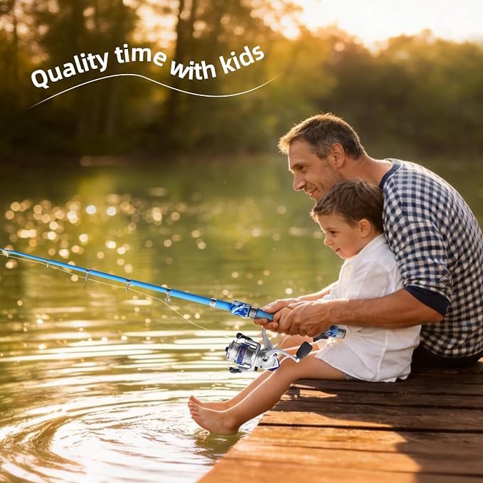 Portable Fishing Spinning Rod and Reel Combo Set with Telescopic Fishing Pole Fishing Carrier Bag Lures Line for Travel Saltwater Freshwater
