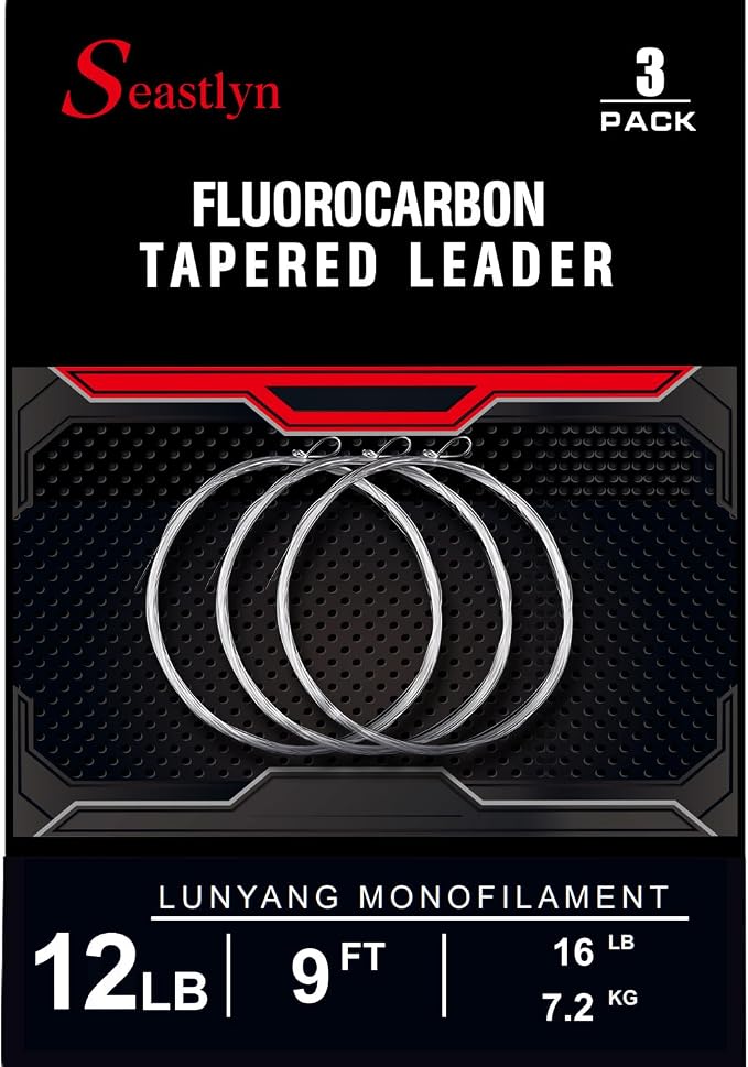 3 Packs Pre-Tied Loop Fly Fishing Tapered Leader Fluorocarbon 7.5FT 9FT 12FT 0X 1X 2X 3X 4X 5X 6X 7X 8LB-26LB
