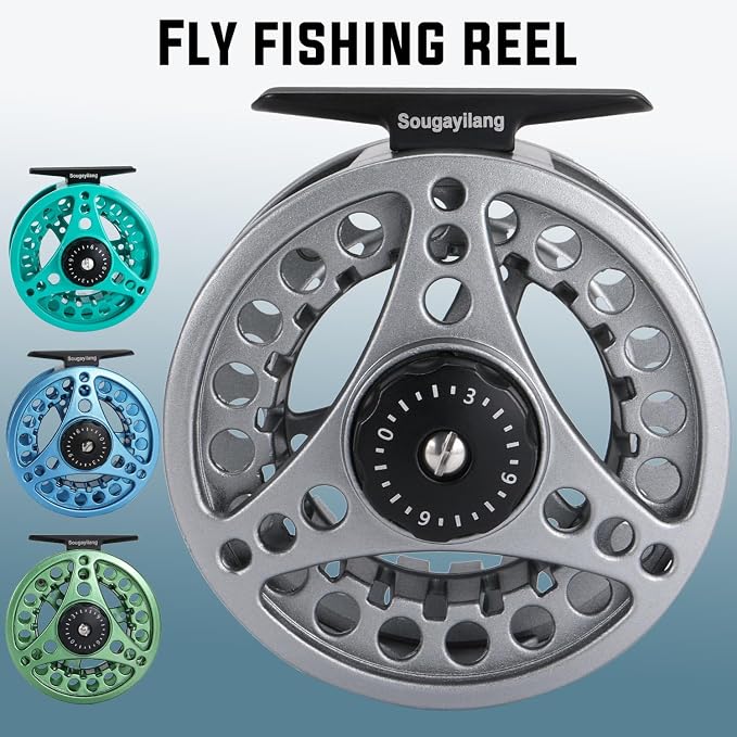 Sougayilang Fly Fishing Reel, Die Cast Aluminum Fly Reel, 5/6, 7/8, Weight Saltwater Fly Reels, 5/6, 7/8, Weight Saltwater Fly Reels