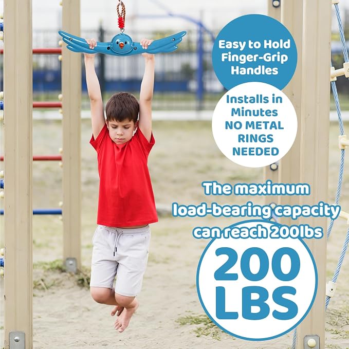 Ninja Twist Swing-360 Degree Handle Rotation Promotes Sensory Development, Arm Strength,Swingset Accessories Outdoor-Swing Spins Set (Blue)