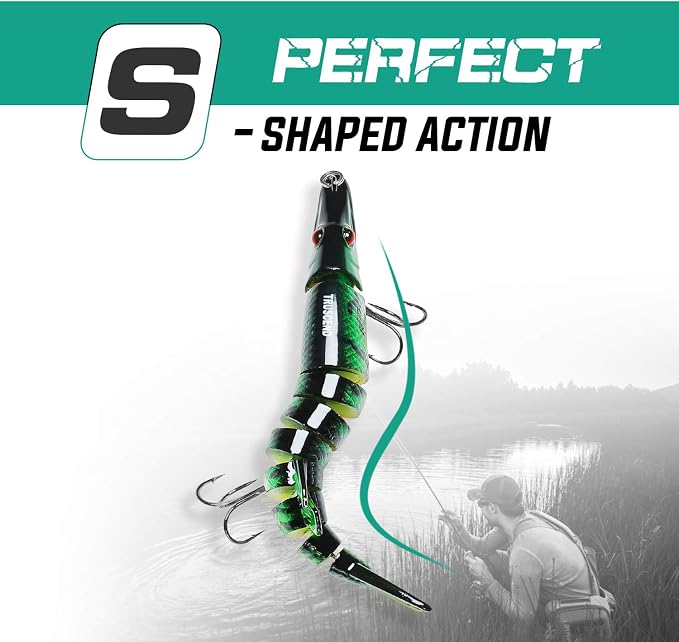 TRUSCEND Swimmax Easy Catch Fishing Lures with BKK Hooks, Wiggling, Vibrating, Rattling and Gurgling for More Bite, Heavy-Duty Dyneema Fiber Jointed Swimbaits for Bass, Trout, Walleye, Crappie, Pike