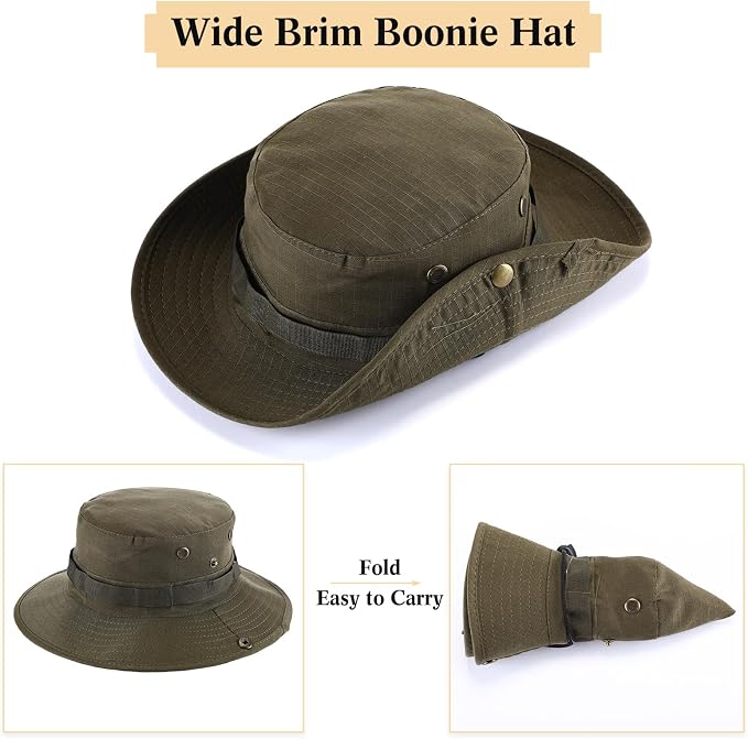 Xtinmee 10 Pcs Bucket Hat Bulk Safari Hat Wide Brim Boonie Hiking Fishing with Chin Strap for Women Men Adult Summer