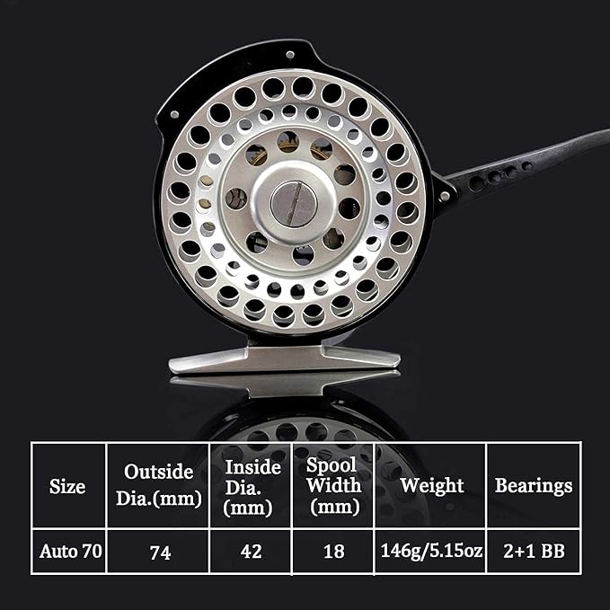 Maxcatch Semi-Automatic Fly Fishing Reel, CNC Machine Cut T6061 Aluminum, Lightweight Design