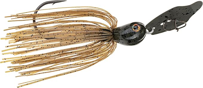Strike King Thunder Cricket Fishing Lure, Vibrating Swim Jig, Silver Blade, 4/0 Jungle-Style Flipping Hook