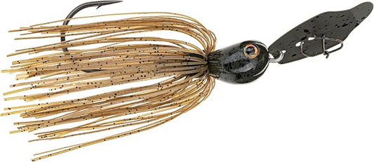 Strike King Thunder Cricket Fishing Lure, Vibrating Swim Jig, Silver Blade, 4/0 Jungle-Style Flipping Hook