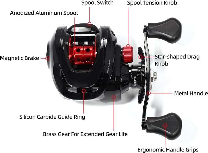 Kilitn Fishing Rod and Reel Combo, Baitcaster Rod 2-Piece & Reel, L/M/MH Power Replaceable Tips, Strong Carbon Fiber Rod with EVA Handle for Freshwater or Saltwater Fishing