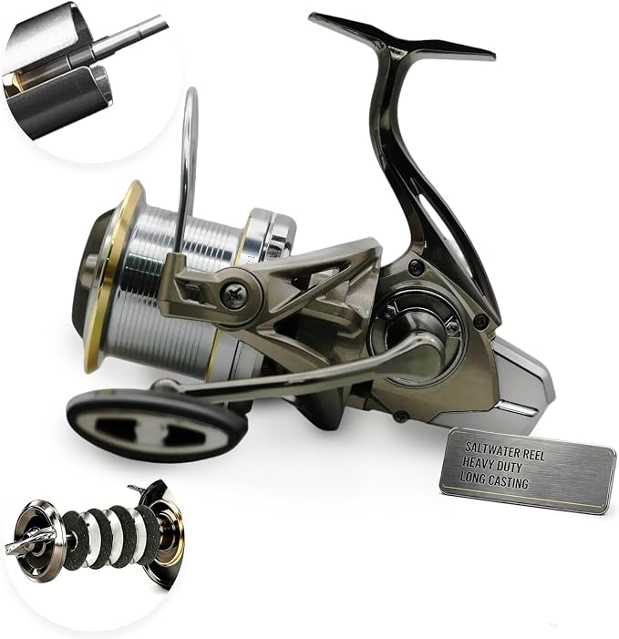 Saltwater Spinning Reels 8000/10000/14000, Heavy Duty Surf Fishing Reel for Long Casting, 6+1BB, 4.8:1 Gear Ratio, 61lbs Max Drag, Corrosion-Resistant CNC Aluminum High Capacity Spool