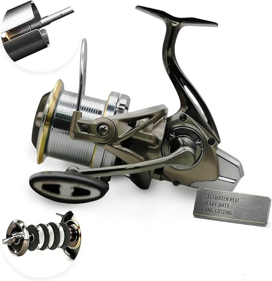 Saltwater Spinning Reels 8000/10000/14000, Heavy Duty Surf Fishing Reel for Long Casting, 6+1BB, 4.8:1 Gear Ratio, 61lbs Max Drag, Corrosion-Resistant CNC Aluminum High Capacity Spool