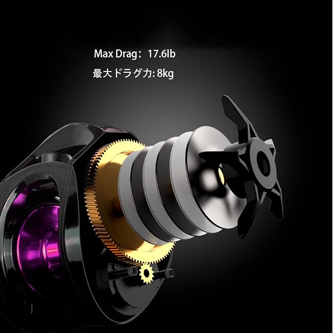Baitcaster Reel, Fishing Reel, Magnet Braking System, 17.6 LB Max Drag, 7.2:1 and 6.3:1 Gear Ratio
