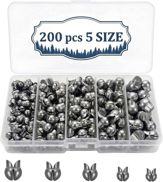200/350 Pcs Premium Split Shot Fishing Weights Sinkers, Removable Leakproof Fly Fishing Split Shot for Freshwater & Saltwater， Bass Trout Circular Accessories - 5/6 Sizes