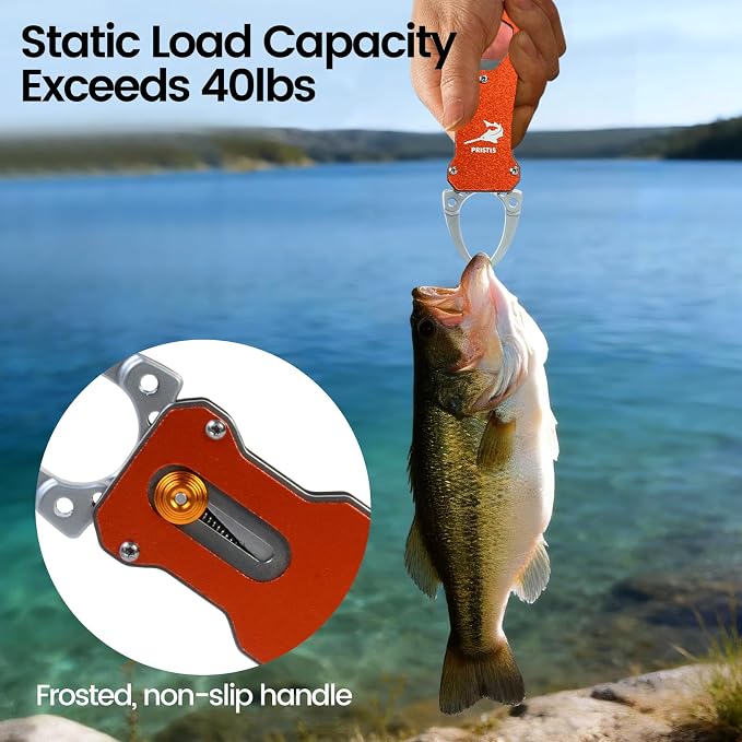 Pristis Pocket Fish Lip Gripper, Small Fly Fishing Mouth Grabber with Coiled Lanyard, Lightweight Aluminum Mini Grab Grip Tool Tackle, Hook Remover Holder Freshwater Saltwater, Catch & Release Kit