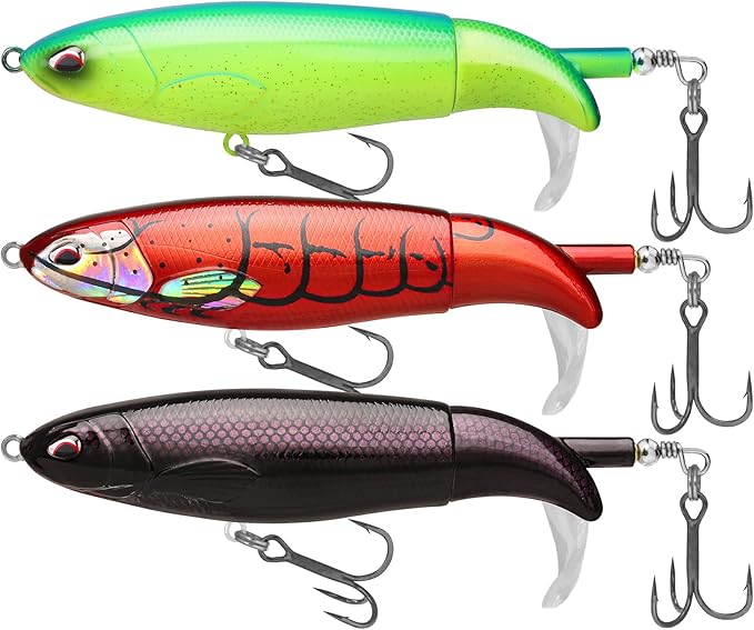 TRUSCEND Popobait Easy Catch Fishing Lures with BKK Hooks, Instant Startup, Longer Cast, Balanced Spray/Sound/Swim, Plopper Topwater Lures for Bass, Trout, Pike, Walleye, Freshwater Saltwater Fishing