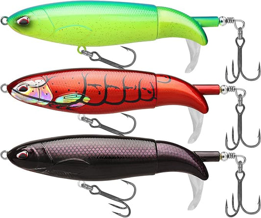 TRUSCEND Popobait Easy Catch Fishing Lures with BKK Hooks, Instant Startup, Longer Cast, Balanced Spray/Sound/Swim, Plopper Topwater Lures for Bass, Trout, Pike, Walleye, Freshwater Saltwater Fishing
