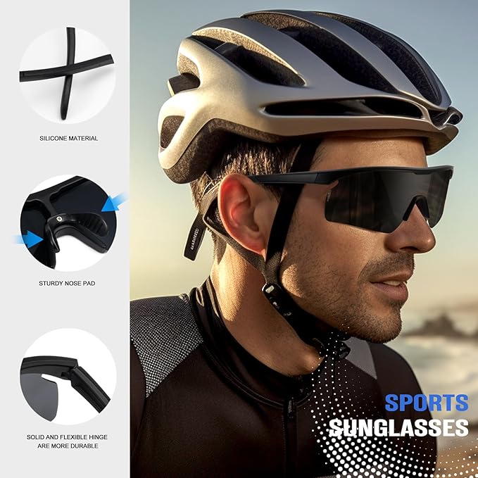 Polarized Sports Sunglasses for Men Women, UV400 One-Piece Lens Sport Shades for Baseball, Running, Cycling, Fishing