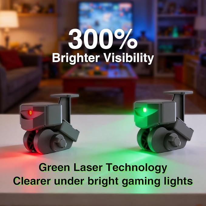 FunVision Green Laser Dart Throw Line - 360° Oche Toe Dart Line Marker with Rechargeable Lithium Battery & USB Power Line